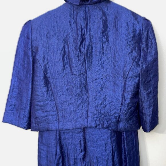 Vtg Y2K J. TAYLOR Cocktail Dress Blue Rhinestones &. Jacket Size 10 Lace - Picture 8 of 12